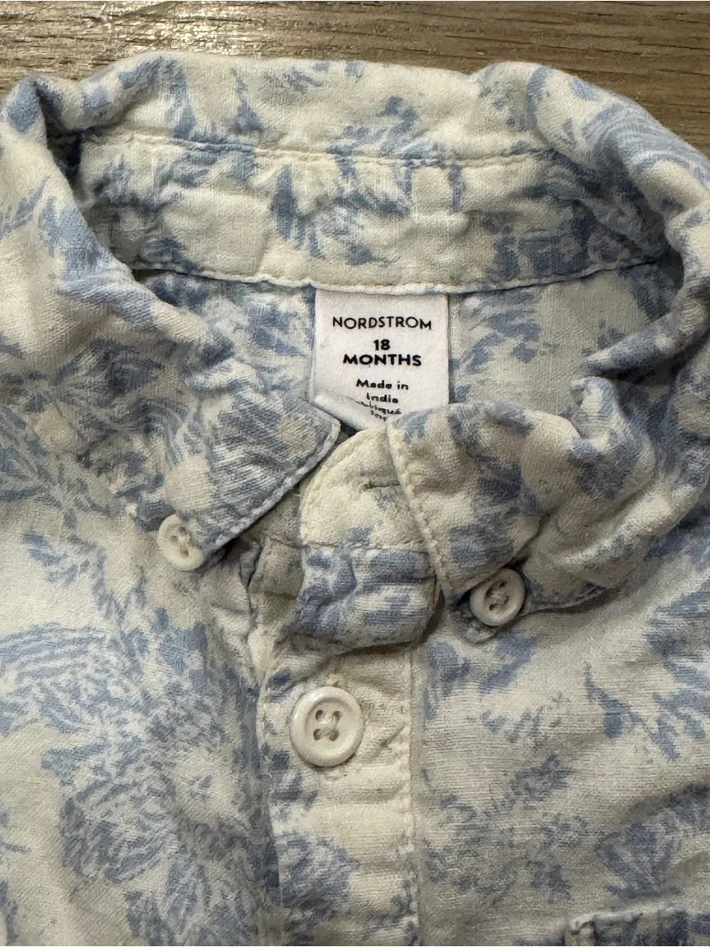 Nordstrom Light Blue Floral Baby Button-Up Shirt